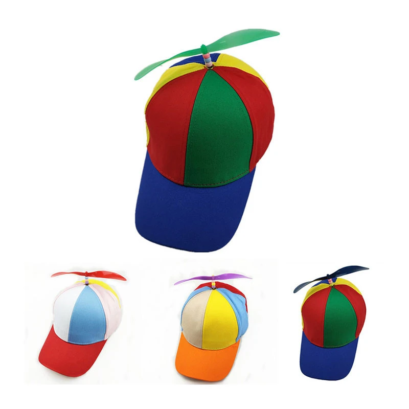Child Adult Multi-Color Windmill Cap Baseball Hat Beanie Propeller Hat