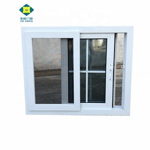 China Supplier Hot Sale 2 Rail Track White UPVC Profile Sliding Windows With Grill And Fly Screen