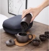 Chinese Travel Ceramic One Pot 4 Cup Portable Home Office Kung Fu Tea Set