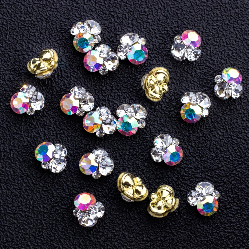 Colorful 3D Nail Art Sticker Rhinestones with Metal Alloy Claw Setting Japanese Style Nail Art Decorations Manicure Accessories
