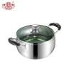 Cooking ware milk pot double handle metal  soup pot stainless steel cooking pot