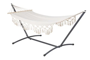 Cotton fiber hammock with skirt and  100% Lithocarpus glaber wooden frame garden outdoor indoor family picnic weekend