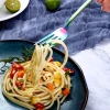 Creative stainless steel fork and spoon titanium plated long handle spoon fork set mixing ice spoon