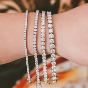 Custom 9K 14K 18K Solid Gold Tennis Bracelets Rose Gold Yellow Gold VS Brilliant Round Cut Lab Diamond Tennis Bracelet Jewelry