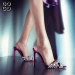 custom designer rhinestone pumps luxury shoes womens high quality pvc 8 cm thin high heel sandals dress shoes for women 2022