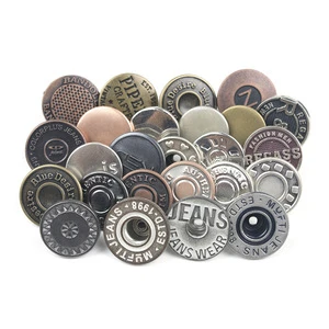 Custom Logo Brass Metal Gold Silver Denim Jeans Buttons and Rivets for Jeans