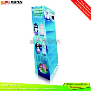 Custom LOGO ice cream floor paper display shelves with LCD touch screen shelf display lcd pop display