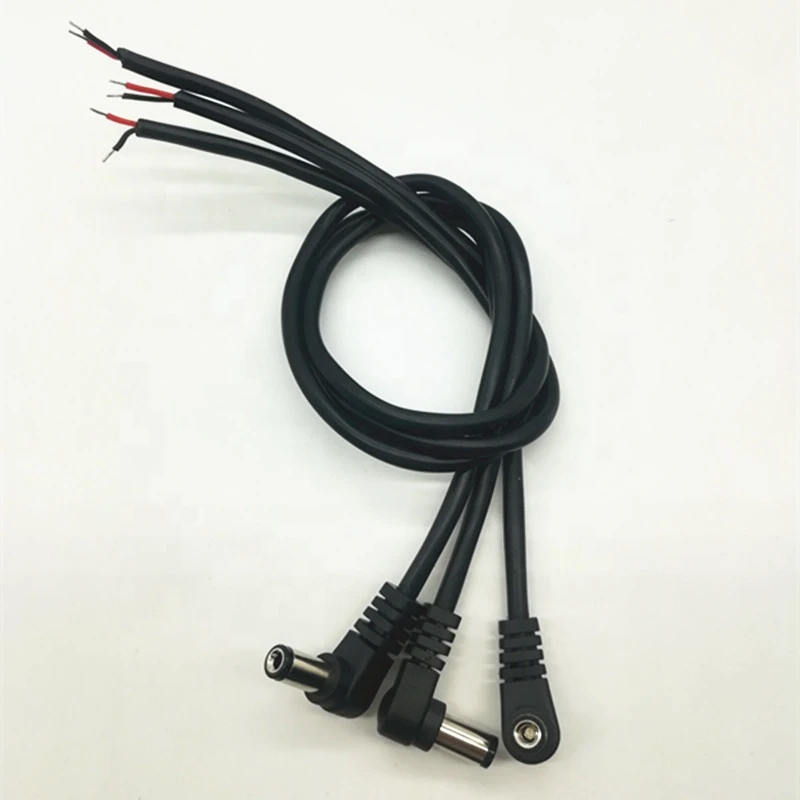 Custom low voltage12v 24v 18 awg 5A Rated DC cable right angle dc power plug 5.5mm x 2.1mm DC male power cable