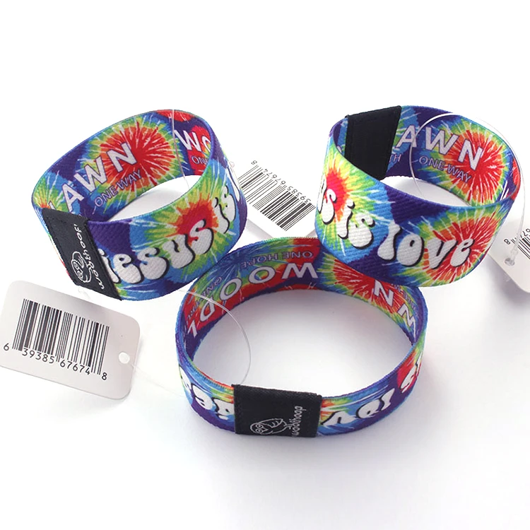 Custom Printed Writable Woven Stretch Wrist Band Elastic Fabric RFID Wristband for Festival Event Concert Ticket