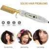 Custom rhinestone hair bling bling rhinestone portable hair straightener electric hot comb brush 2021 electric