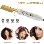 Custom rhinestone hair bling bling rhinestone portable hair straightener electric hot comb brush 2021 electric