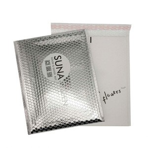 Custom Sealed Silver White Metallic Insulated Aluminum Foil Pvc Courier Packaging Air Bubble Bag Pouch