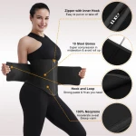 Custom Service Embossed Design Zipper Front Sweat Waist Trainer Body Shaper Weight Loss Slimming Belt Waist Trimmer