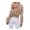 Custom Sexy Lace Up One Shoulder Batwing Sleeve Loose Pullover Knit Lady Woman Sweater