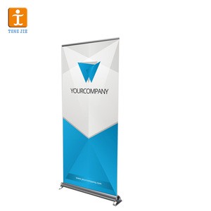 custom size Retractable Vertical Banner Aluminium Luxury  Roll Up Banner Stand Advertise Display CMYK color