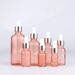 Custom Spraying Translucent Rose Gold Dropper Bottle Serum Bottles With Dropper