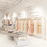 customize Clothing store hanger display rack on the wall side type womens childrens clothing shelf golden wall hanging clothes
