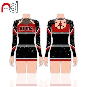 Customize High Quality Different Design Rhinestones Mystique Metallic Material Cheerleader Uniform