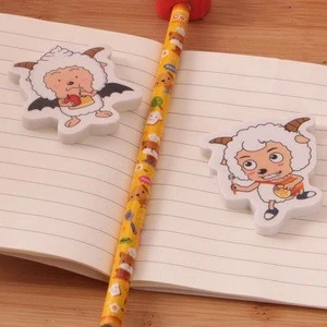 Customized cute rubber sheep animals shape school pencil eraser