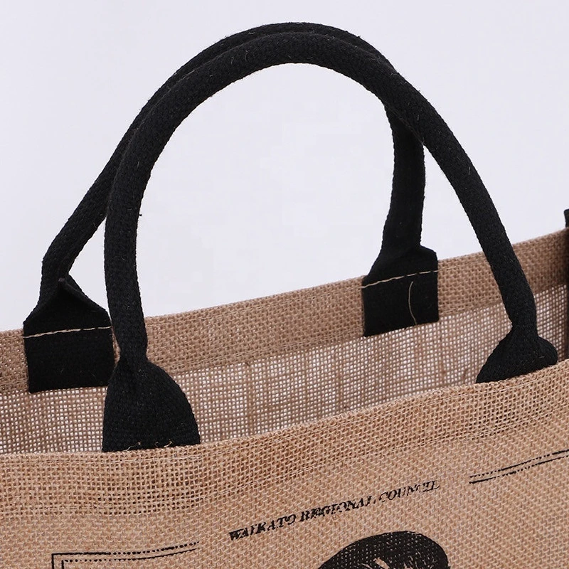Customized Eco Friendly Wholesale Jute Foldable Tote Size Shopping Bag with your logo