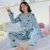 Import customs made and wholesale,new long sleeved Lapel sleepwear women silk printed pajamas from China