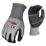 Cut-resistant safety work gloves with nitrile sandy finish and Palm with leather