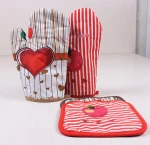 Cute Black Plaid Mat Cotton Insulation Gloves Insulation Pad Kitchen Baking Gloves Microwave Oven Gloves