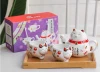 Cute Japanese Lucky Porcelain Bone China Creative Ceramic Strainer Lovely 3d Cat Teapot Mug Tea two Cups one Pot gift set