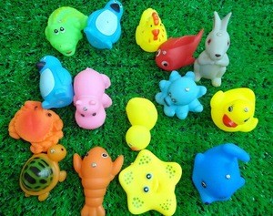 Cute Soft Rubber Float Sqeeze Sound Baby Wash Bath Toys Play Animals Toys