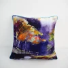 Decorative square printed cushion cover velvet pillow cases with colorful piping