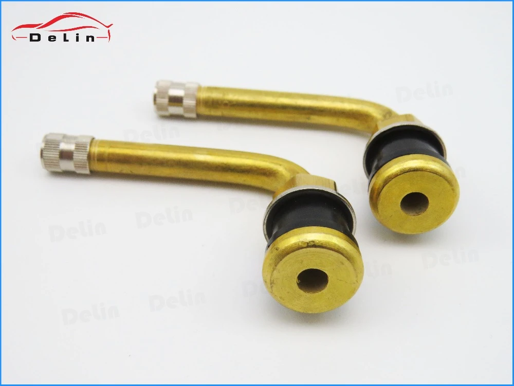 DeLin 90 Degree Tubeless Brass Truck Tire Valve Stems TR571C with 90 Degree Bend