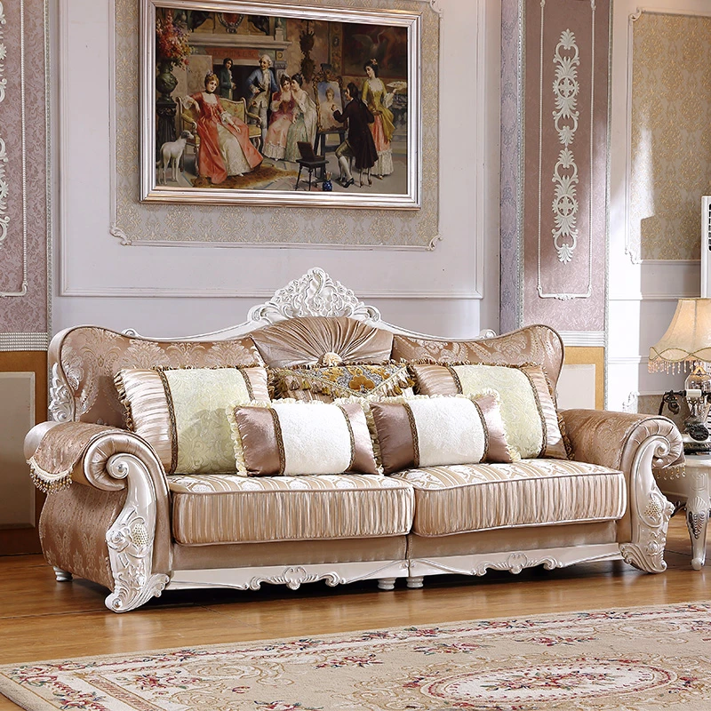 Design Antique Carved Wooden  Luxury Living Room Furniture 7 Seater Large Sofa Set