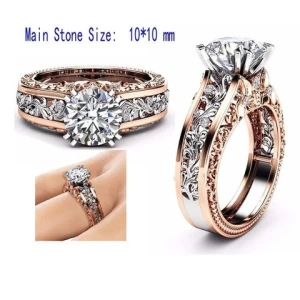 Diamond Ring Peridot Style Womens Big Ring Color Separation Diamond Gemstone Jewelry Anillos Rose Gold 925 Silver De Female 14K