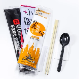 Disposable Tray Paper Cup Bamboo Reusable Cutlery Ramen Chopsticks Spoon Set
