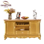 DM108 Oak European Design Dining Room Furniture Marble Top Luxury Sideboard