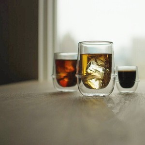 Double wall shot glass / glass coffee tea cups / mugs / drinking glasses