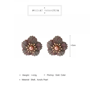 DQed01861c Wholesale Fashion Abalone Natural Sea Shell Flower OEM Earrings Pearl Summer Jewelry