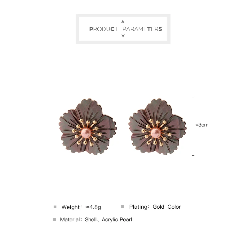 DQed01861c Wholesale Fashion Abalone Natural Sea Shell Flower OEM Earrings Pearl Summer Jewelry