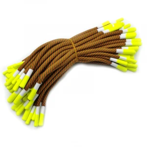 Drawcord polyester round string With Tips Custom Dipped Ends Drawstring Cords Braided Silicone cords with tips