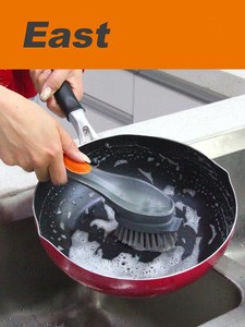 EAST Spray Pot Pan Brush For Kitchen Cleaning, Washing Up Liquid Soap Dispensing Dish Brush, Brush Kitchen With Dispenser