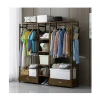 Eco-Friendly Bamboo Wooden Home Furniture Bedroom Clothes Organizer with 2 hanging bar 8 shelves drawers