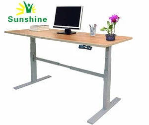 Electric dual motors adjustable desk sit to standing up office desk with 3 segments Lifting column standing desk