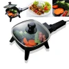 Electric Grill Pan hot pot cooker electric cooking pot smokeless bbq grill mini waffle maker 600w