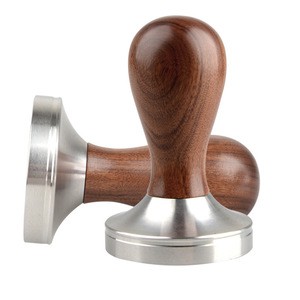 Elegance 304 Stainless Steel Barista Accessories Tools Espresso Coffee Beans Powder Tampering Press Tamper With Wooden Handle