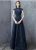 Import Elegant Lace Long Evening Dinner Dress with Beaded Cap Sleeve Ladies Navy Blue Formal Gown 2019 from China