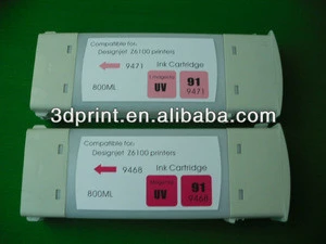 Empty Refillable ink cartridge with auto reset chip for HP designjet Z6100