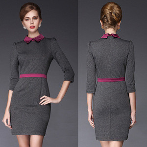 European And American Office Ladies Bodycon Lapel Dress OL Mini Dress M/L/XL/XXL