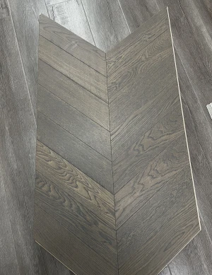 European Oak Wood Chevron Parquet Smoked White Oil Board Slight Brushed Engineering Hardwood Flooring Solid