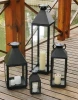 European Simple Style Home Decor Garden Black Geometric Candle Holder Lantern