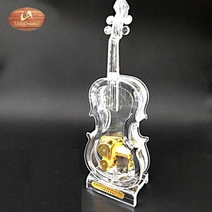 Exported to Worldwide fashion transparent acrylic violin shape music box for  promotional gifts and children&#39;s toys